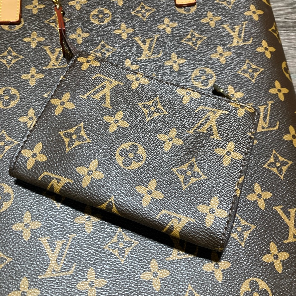Louis Vuitton Monogram Canvas Tote with Tan Trim and Gold Hardware - Picture 3 of 14
